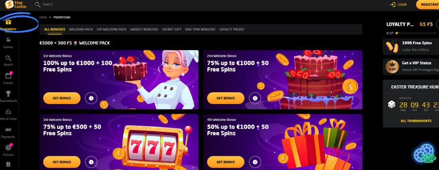 Stay Casino bonus