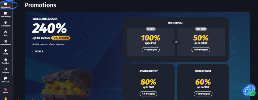 Winshark Casino bonus